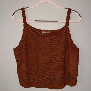 Ryegrass - Burnt Orange/Rust - Women's XL Crochet Cropped Top